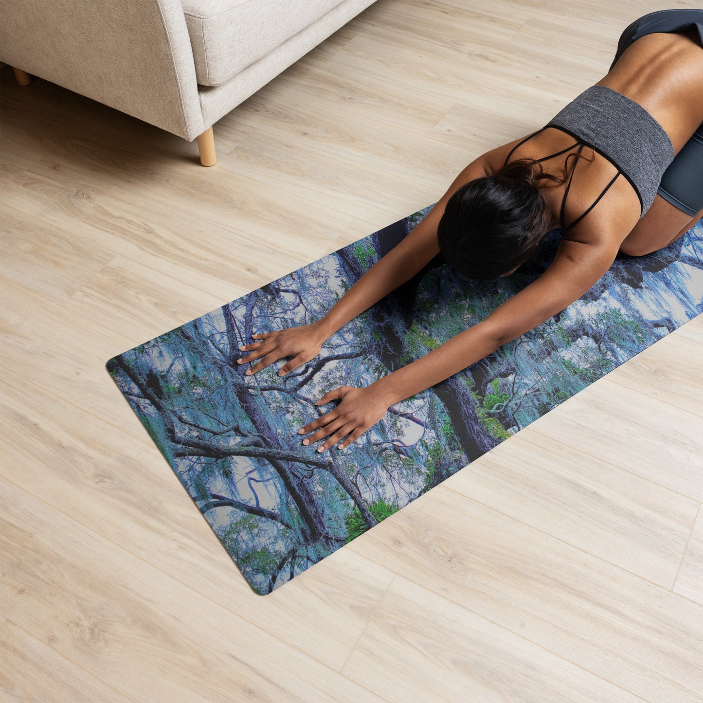 Mossy Days Yoga Mat – Tree Design, Non-Slip Grip