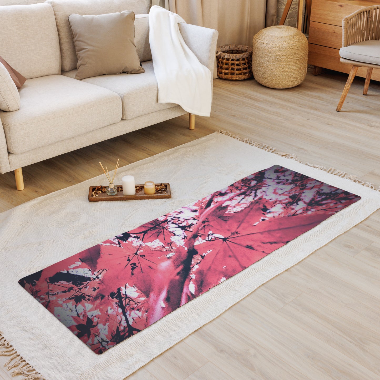Red Leaf Yoga Mat – Non-Slip Eco-Friendly Exercise Mat for Yoga, Pilates & Home Workouts