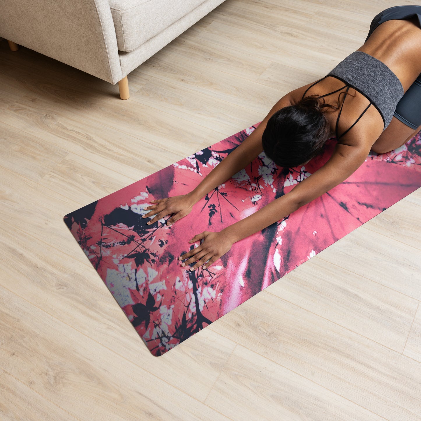 Red Leaf Yoga Mat – Non-Slip Eco-Friendly Exercise Mat for Yoga, Pilates & Home Workouts